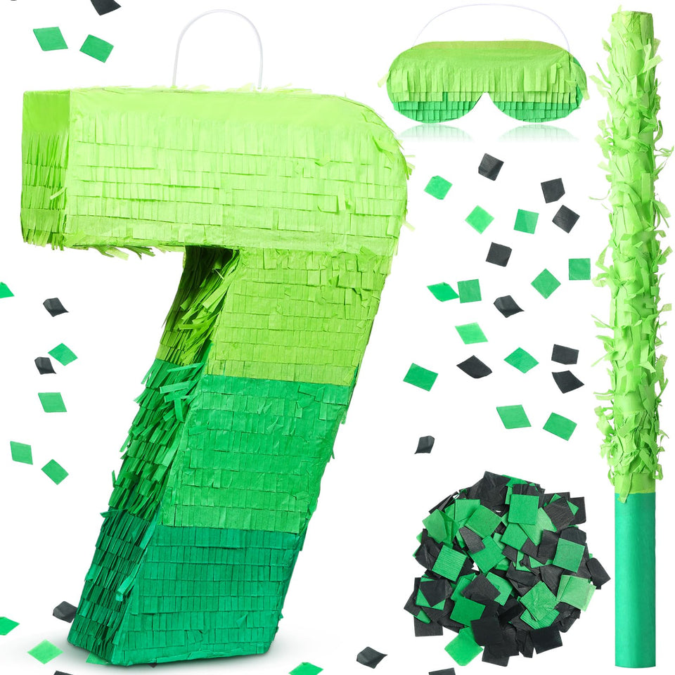 WinnerWhy gradient green number pinata, 16-inch height, a bold centerpiece for celebrations.