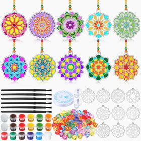 WinnerWhy Spring mandala suncatchers package contents shown for DIY window art, family activity