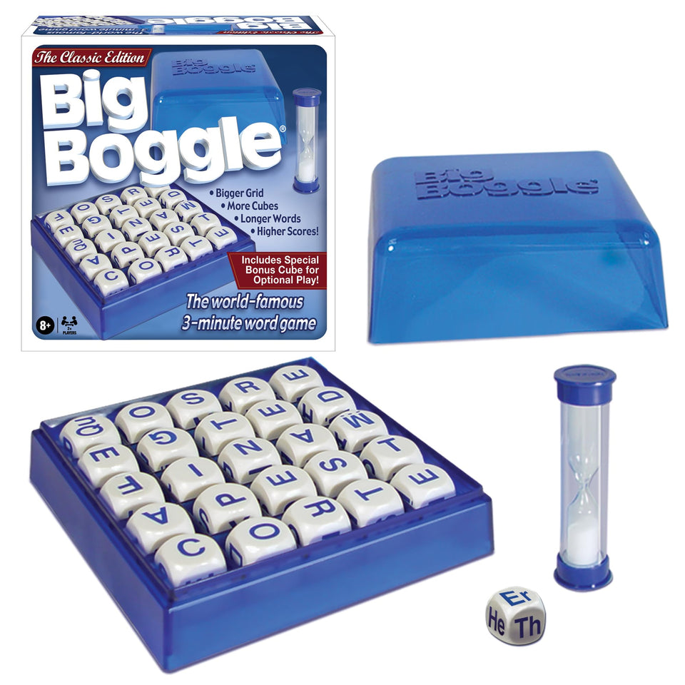 Winning Moves Big Boggle 5x5 grid encourages longer word formation.