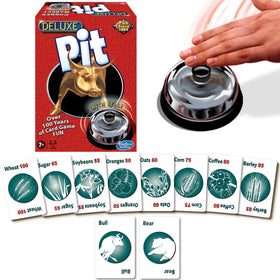 Winning Moves Deluxe Pit silver bell ready to signal rounds for energetic group play.