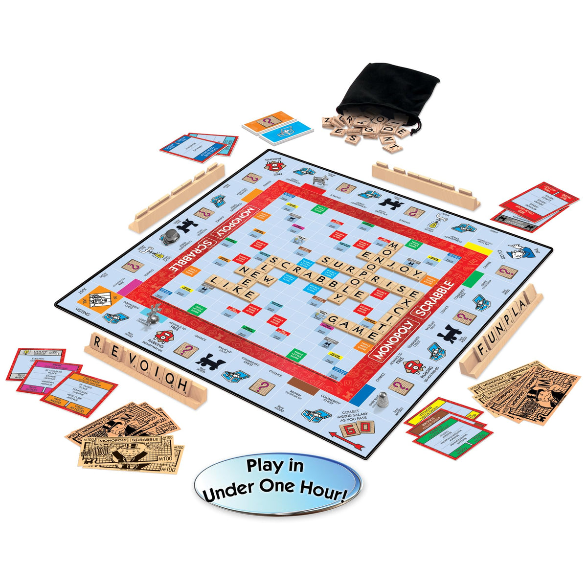 Winning Moves Monopoly Scrabble game tokens at play highlight strategy and word-building play