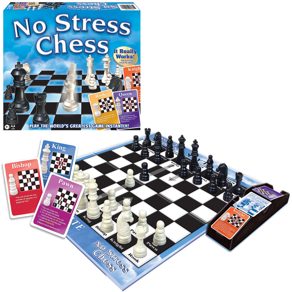 Winning Moves No Stress Chess board and cards for beginner learning.