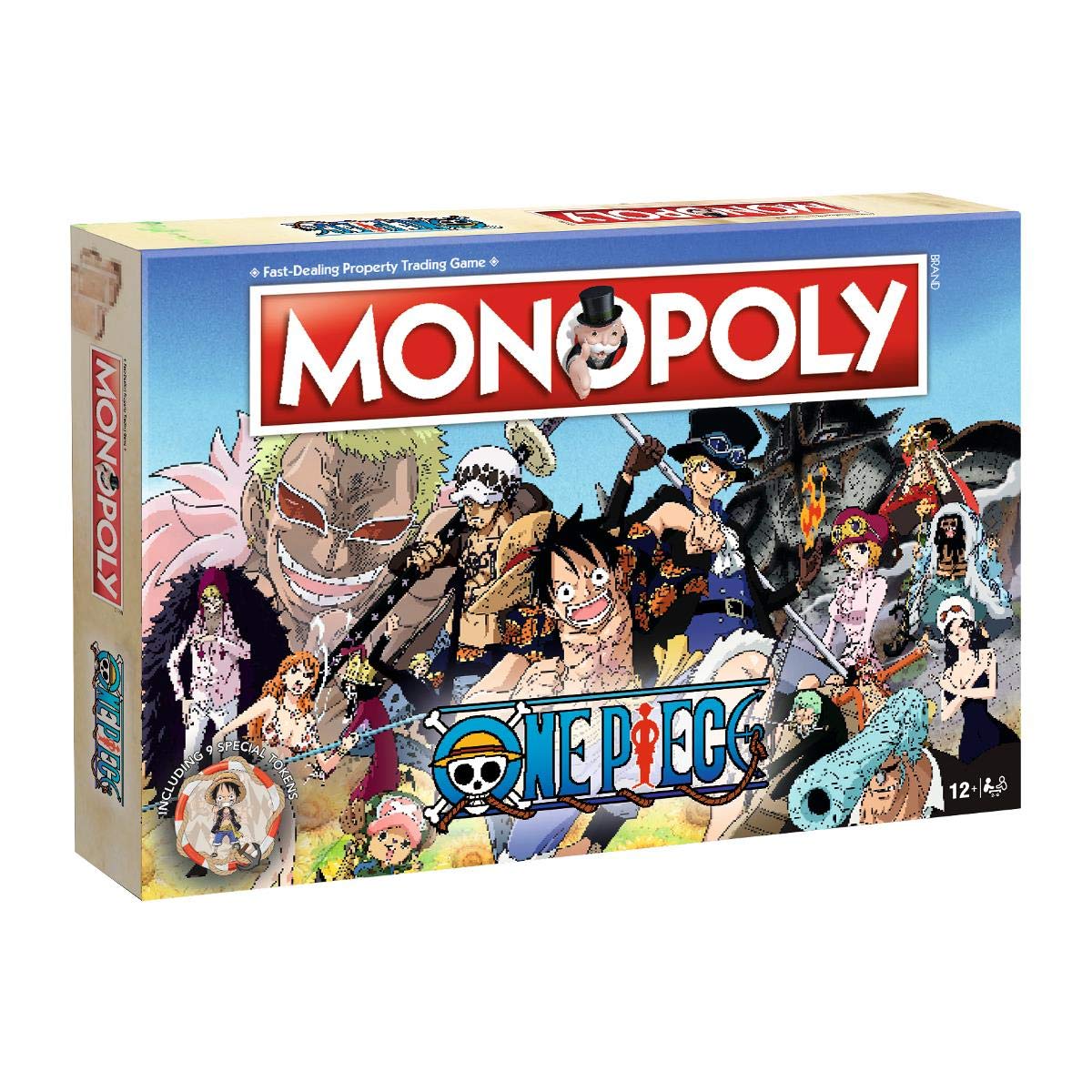Winning Moves One Piece Monopoly board with Dressrosa layout for family game night.
