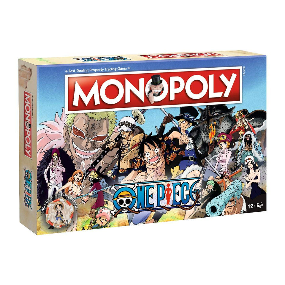 Winning Moves One Piece Monopoly board with Dressrosa layout for family game night.