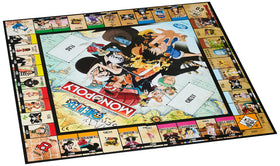 Winning Moves One Piece Monopoly Dressrosa scene highlights setting and character tie-ins.