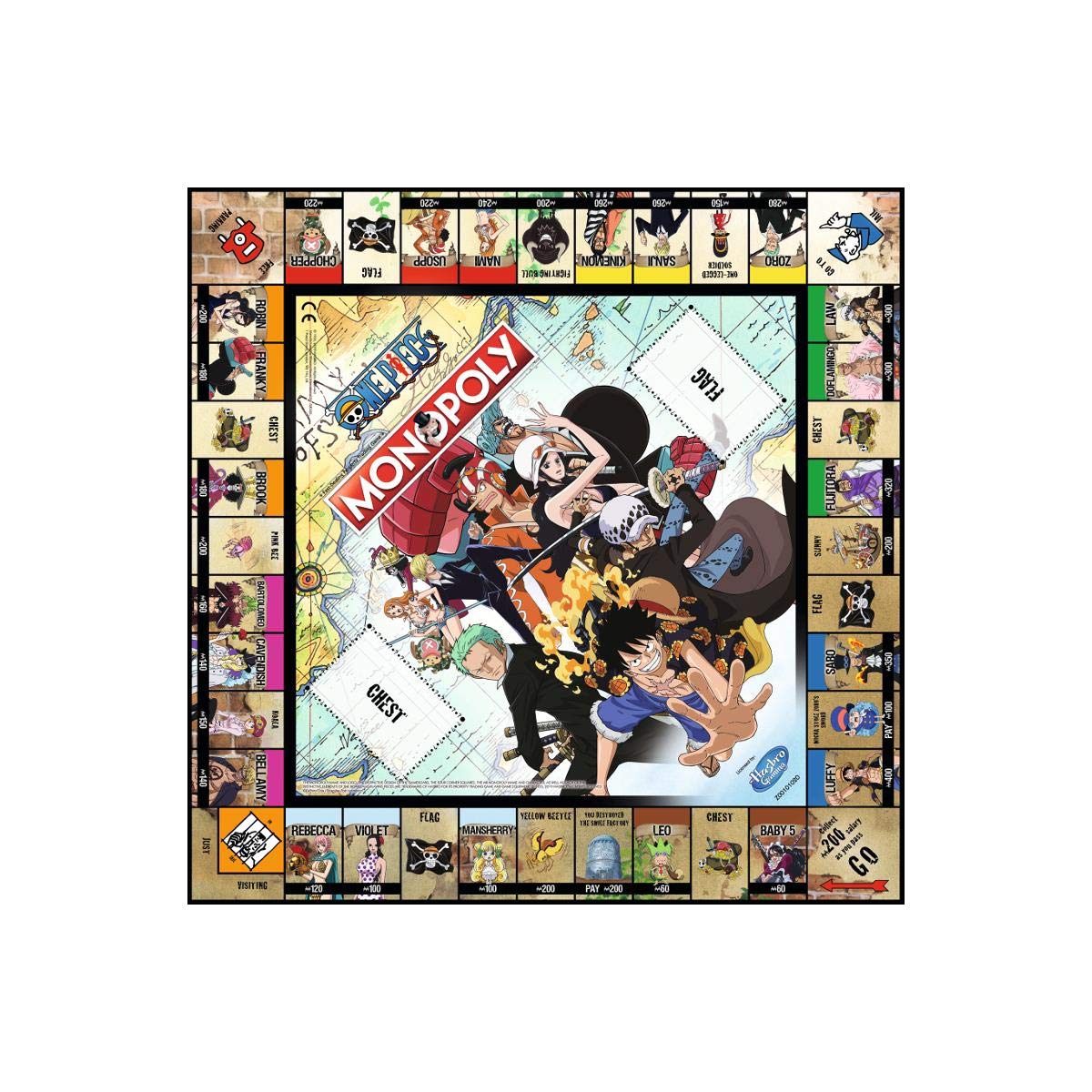 Winning Moves One Piece Monopoly tokens add thematic flair for epic battles with friends.