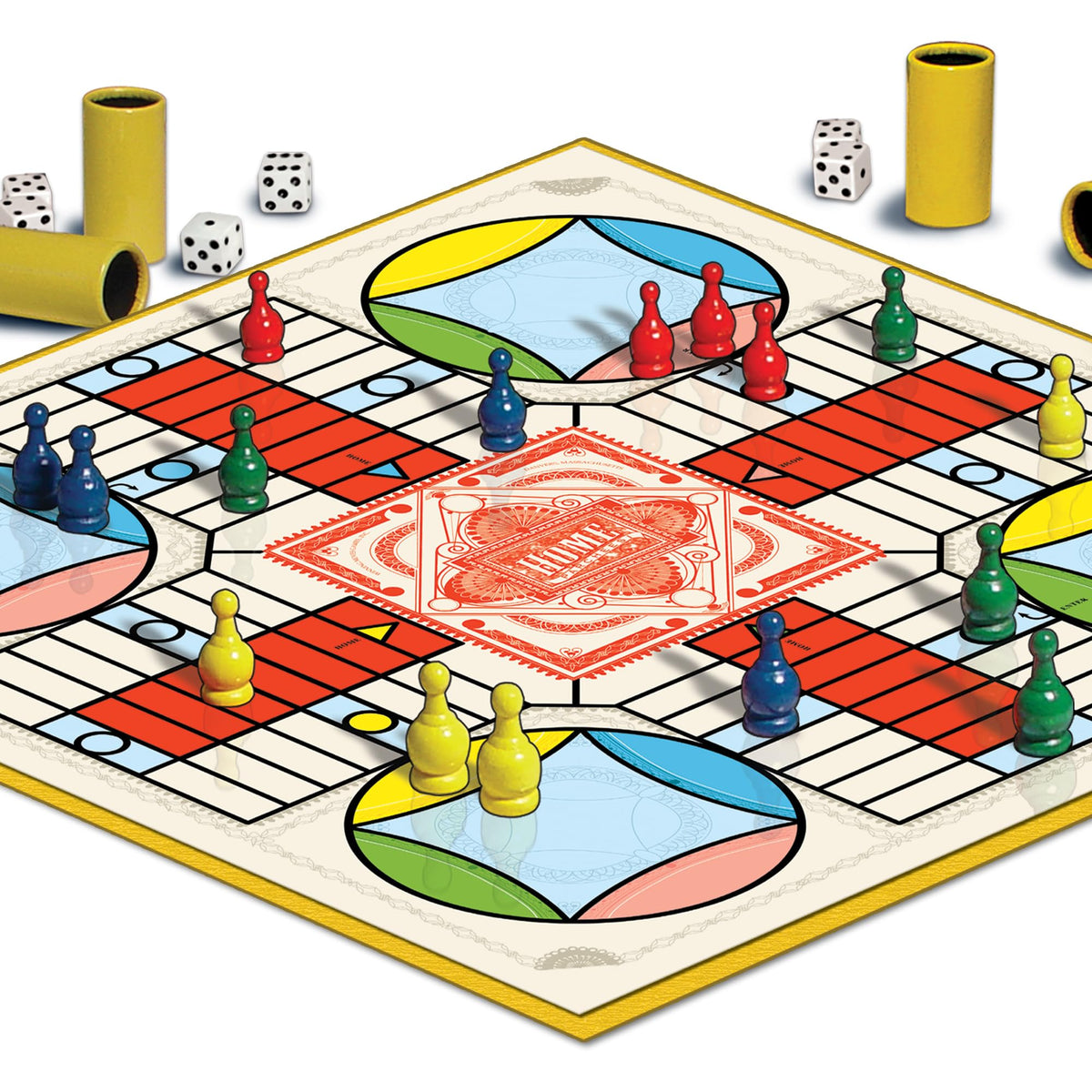 Winning Moves Parcheesi Royal Edition dice cups for organized rolling and fun