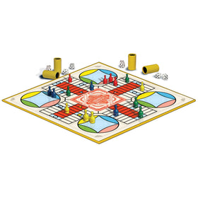 Winning Moves Parcheesi Royal Edition pawns and home space on a vibrant board