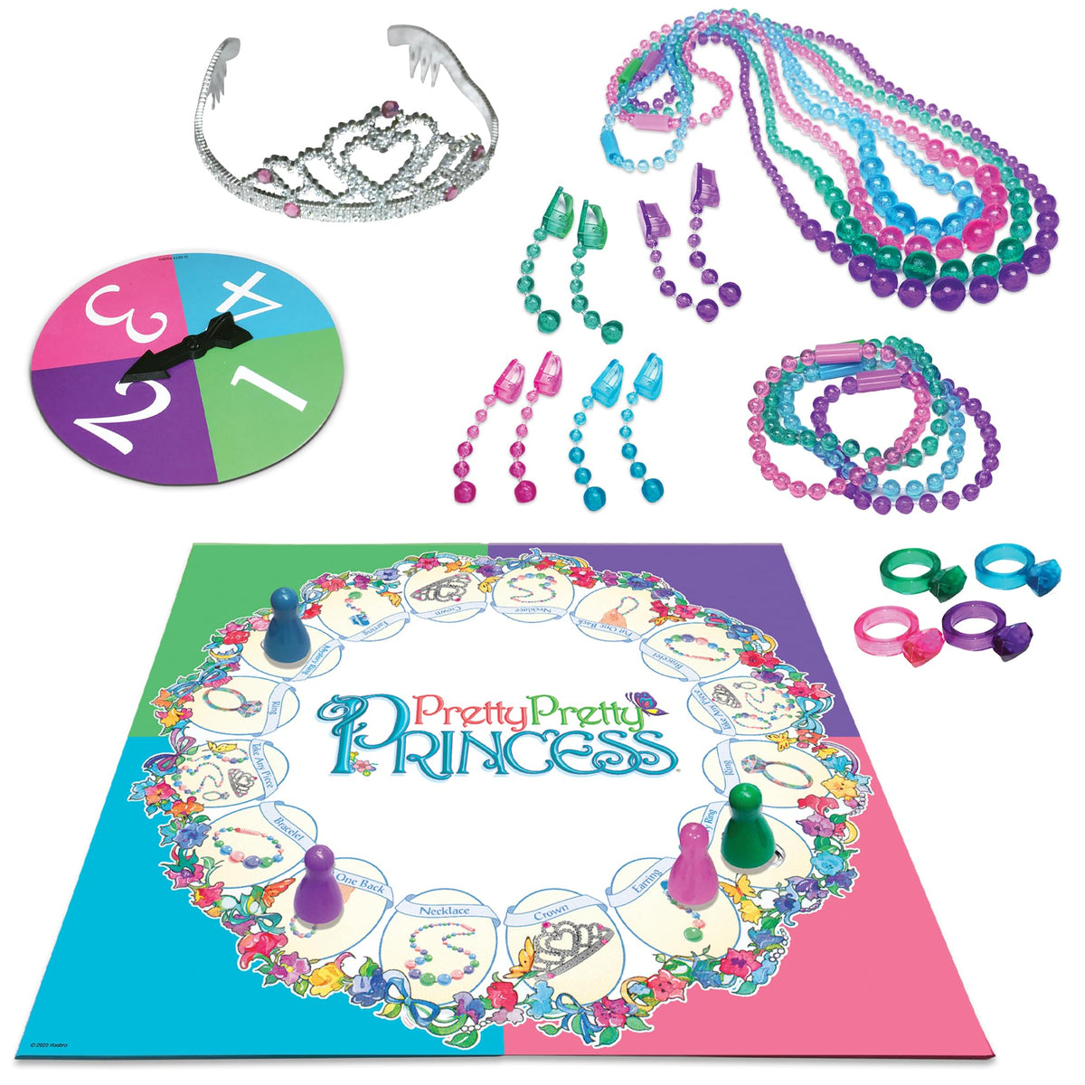 Winning Moves Pretty Pretty Princess pieces close-up show colorful jewelry for imaginative play