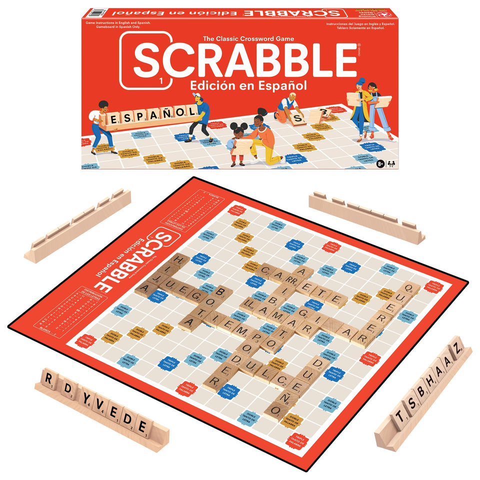Winning Moves Spanish Scrabble board and tiles for family game night.