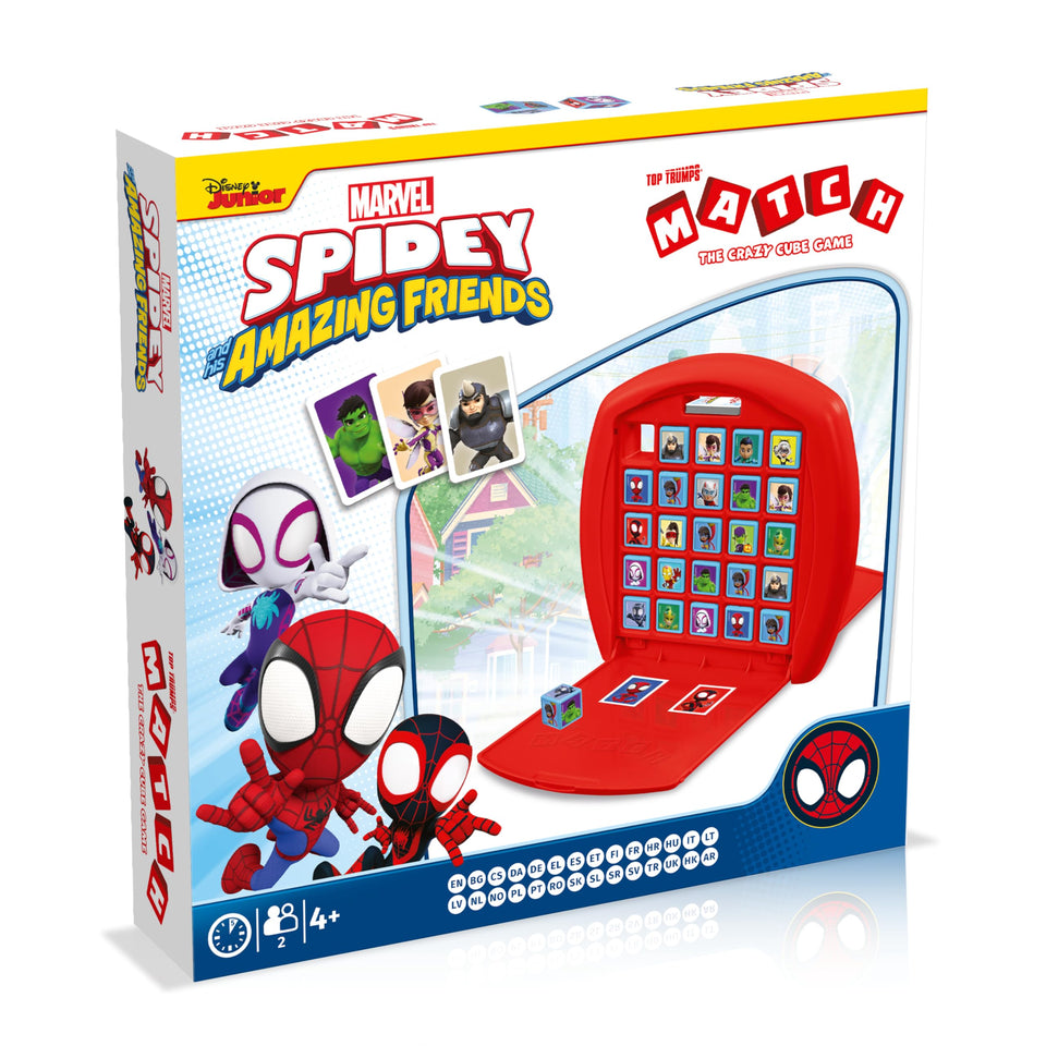 Winning Moves Top Trumps Spidey & Friends Match grid ready for quick two-player battles