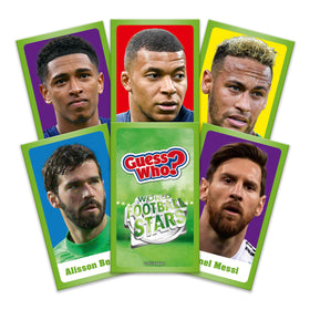 Winning Moves World Football Stars Guess Who? box and components organized for quick setup