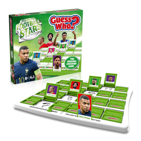 Winning Moves World Football Stars Guess Who? cards showcase Messi and Ronaldo for player recognition