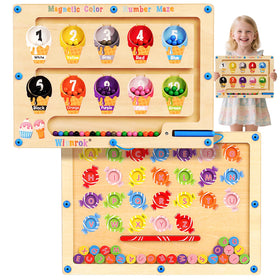 Winnrok magnetic maze board shows number and color side for early math learning.
