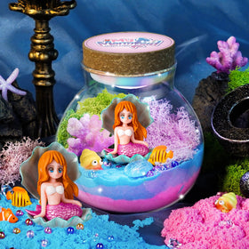Winnrok mermaid terrarium jar with vivid LED lights for a calming night-time glow