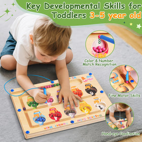 Winnrok wooden magnetic board with beads supports tactile play and fine motor skills.