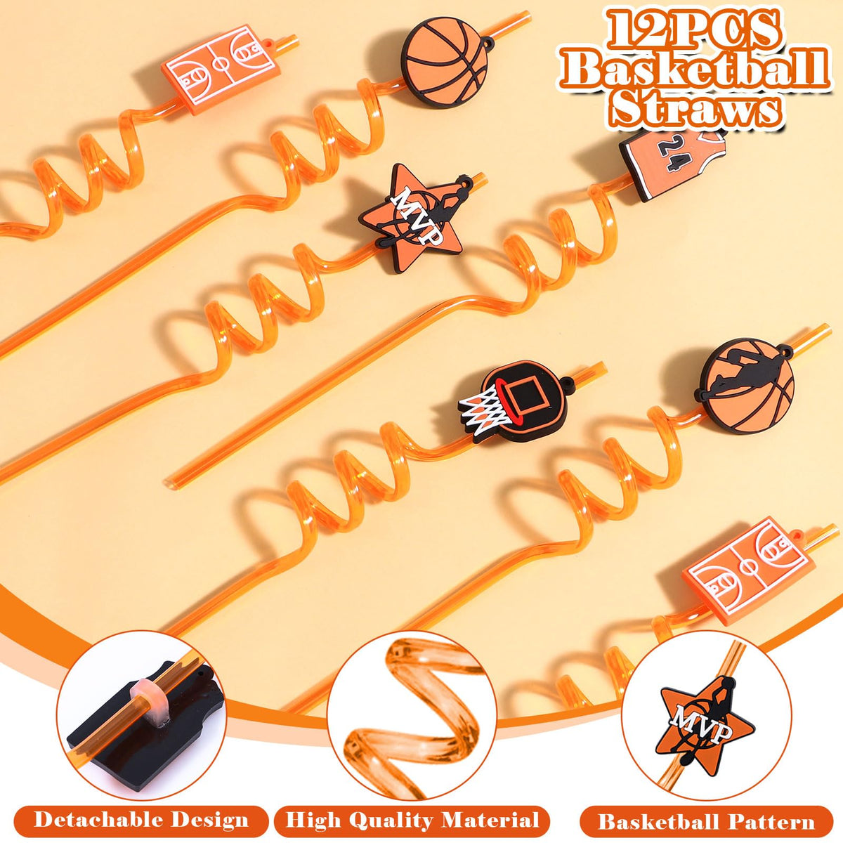 Winrayk basketball straws, fun themed drinks for guests.