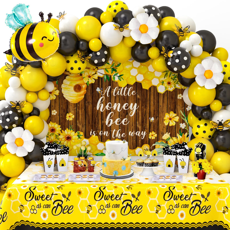 Winrayk 133Pcs bee baby shower decorations create a memorable bee-themed backdrop
