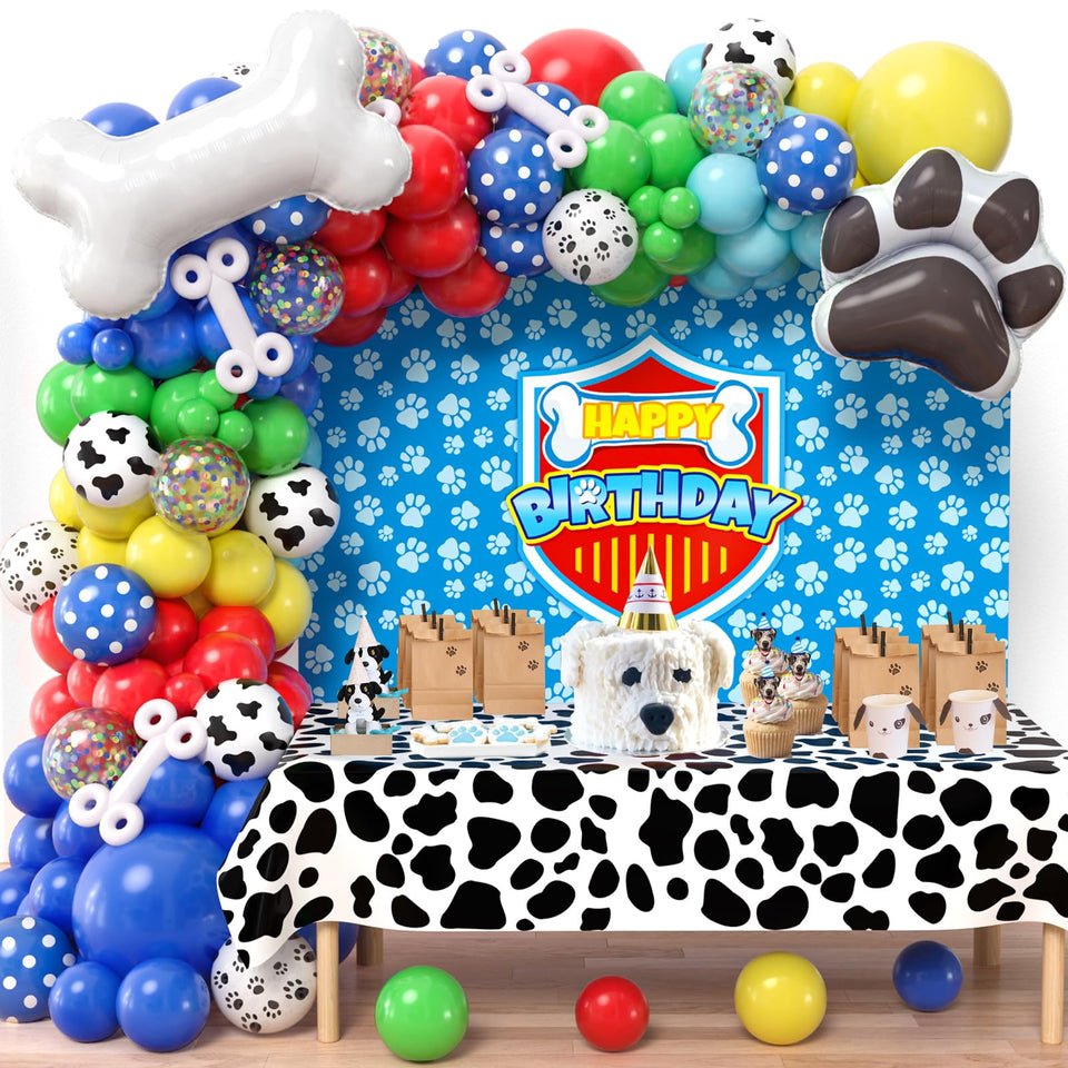 Winrayk balloon arch backdrop with paw print design for vibrant party photos