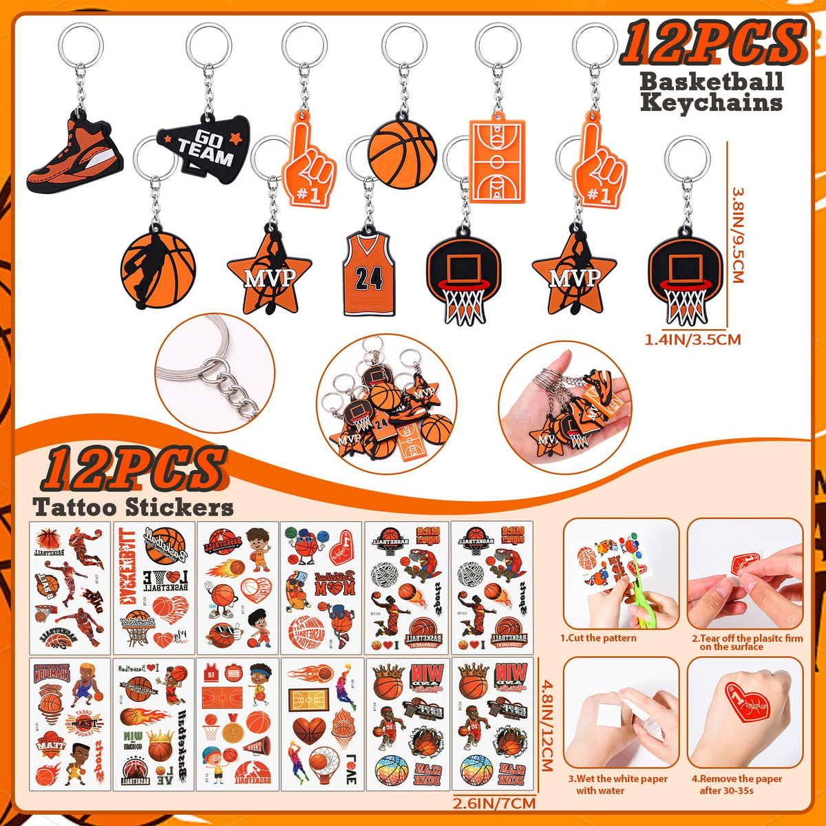 Winrayk basketball tattoo stickers, removable team flair.