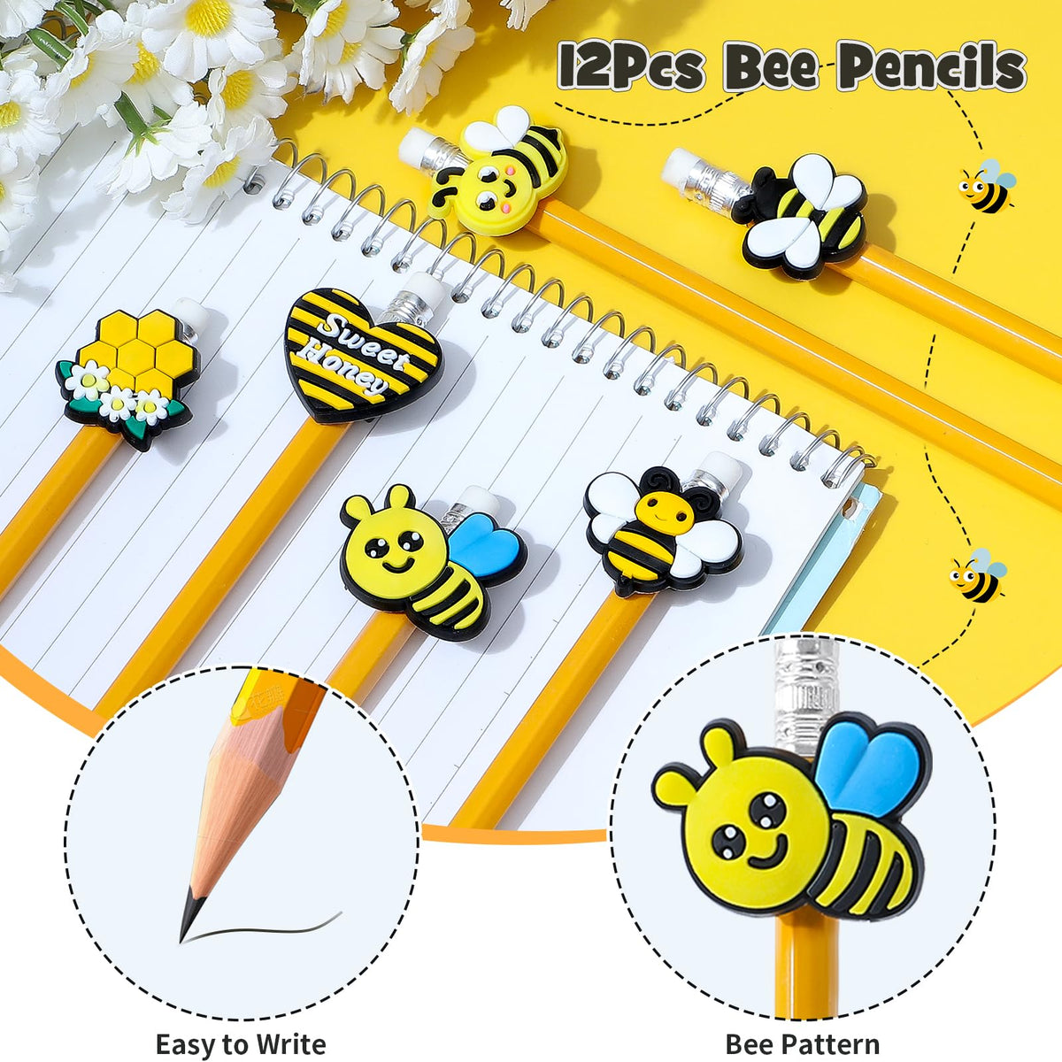Winrayk bee pencils with patches offer cute designs and smoother writing for schoolwork