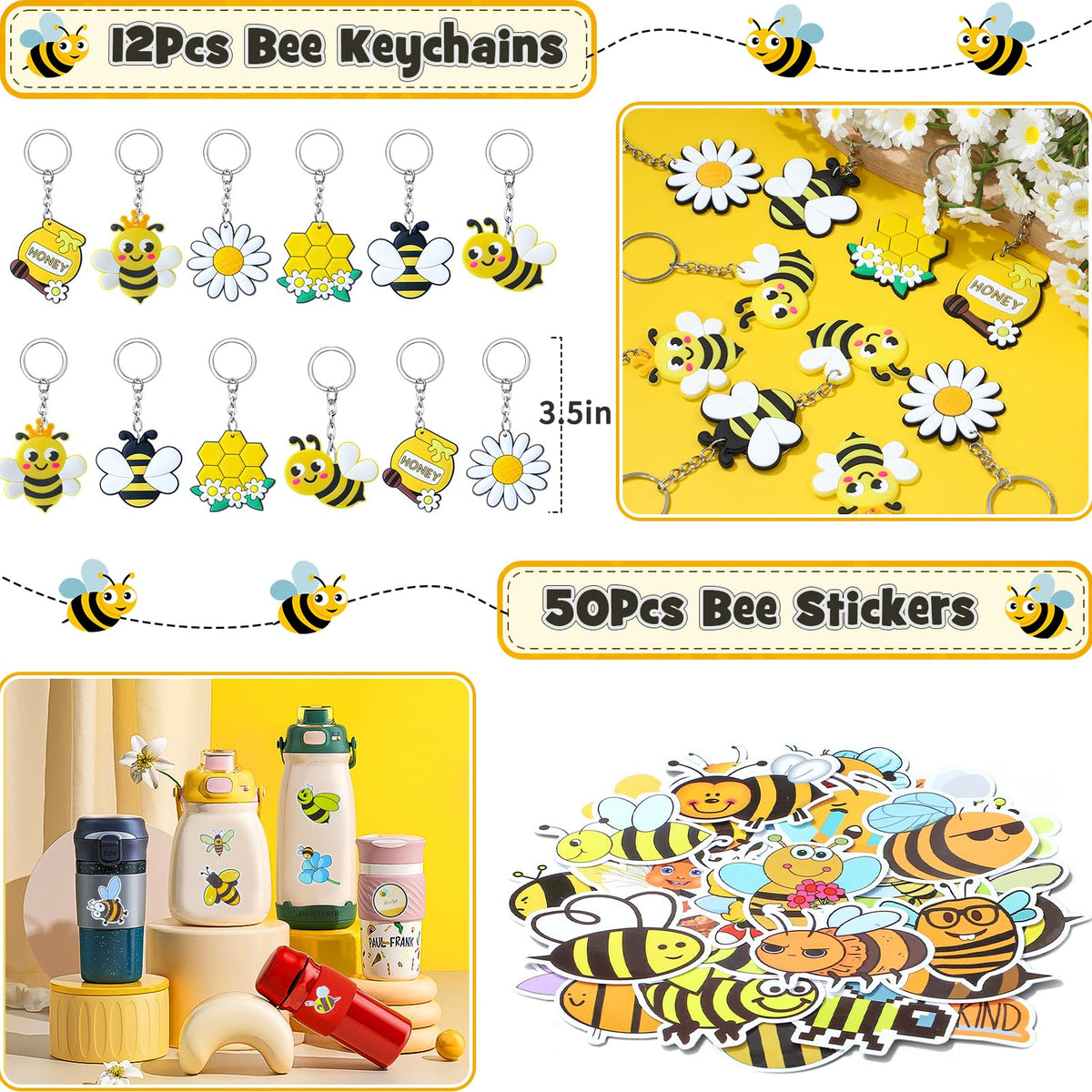 Winrayk bee stickers are waterproof and durable for notebooks and crafts
