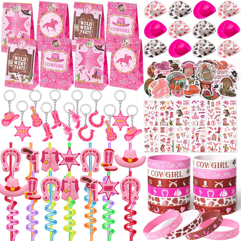 Winrayk cowgirl straws hot pink for colorful drinks and party flair
