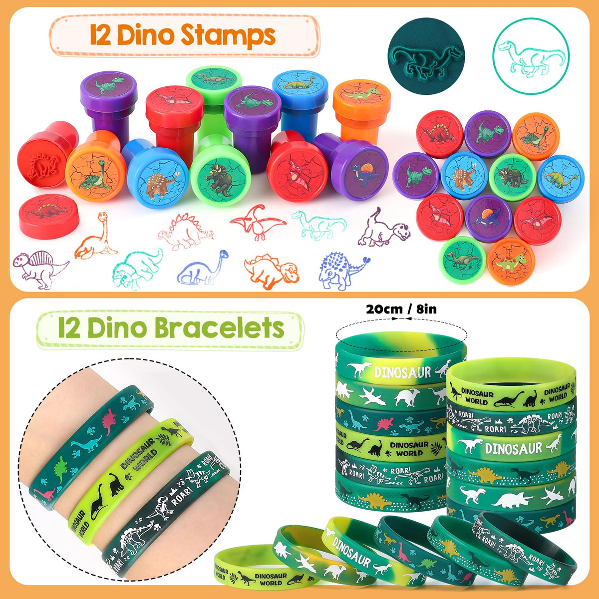 Winrayk dinosaur stampers create fun dinosaur prints for crafts.