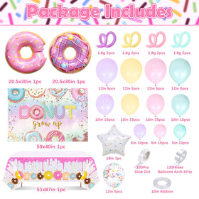 Winrayk donut foil balloons pink highlight a candy-themed party backdrop