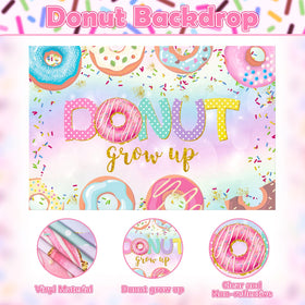 Winrayk donut grow-up backdrop provides a clean photo booth prop