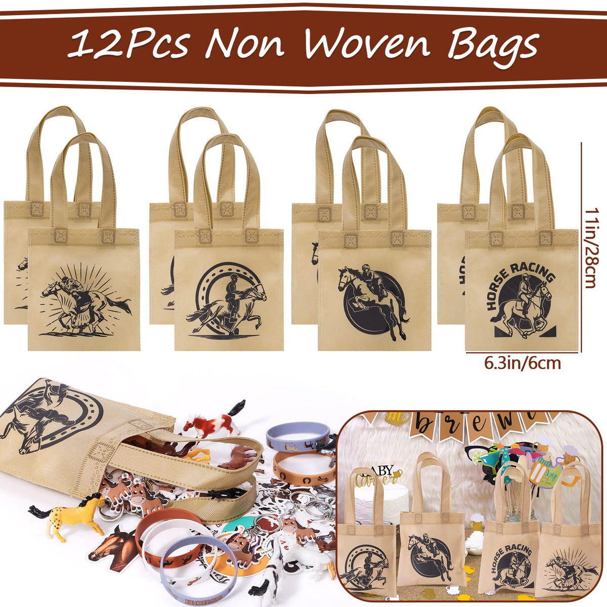Winrayk non-woven gift bags featuring horse designs for gifts