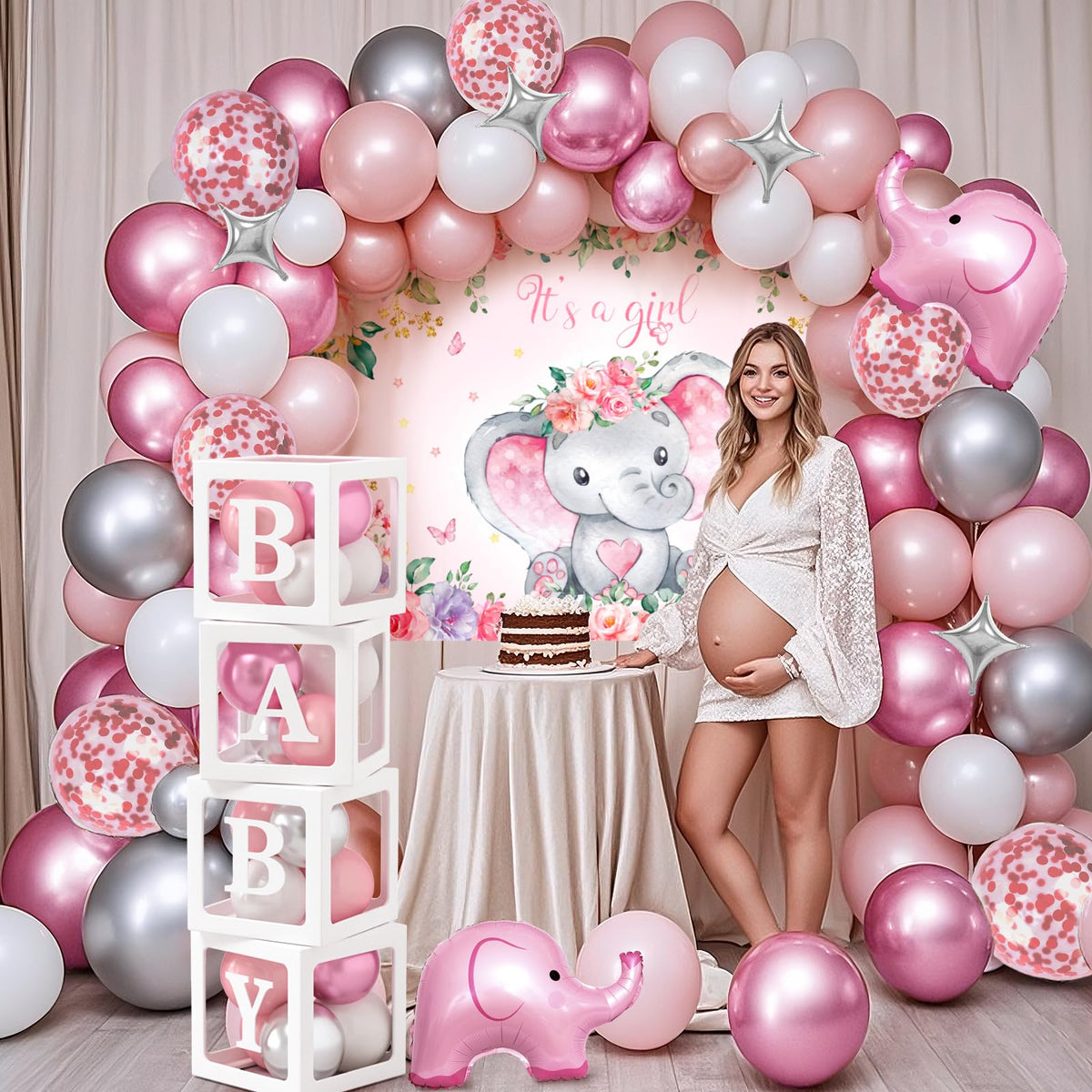 Winrayk latex balloon pack adds color to the party arch.