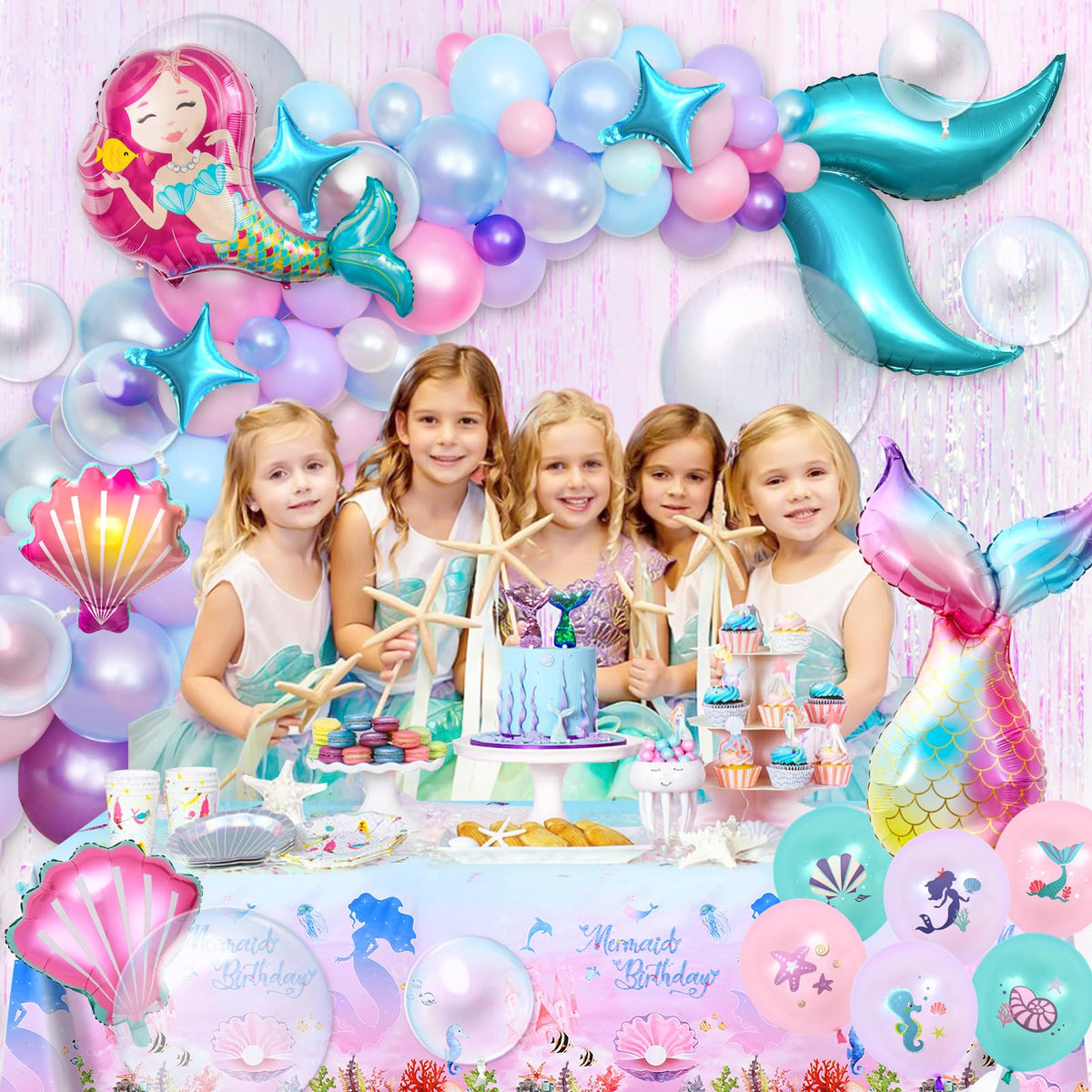 Winrayk mermaid tail balloon 18inch adds whimsy to garland.