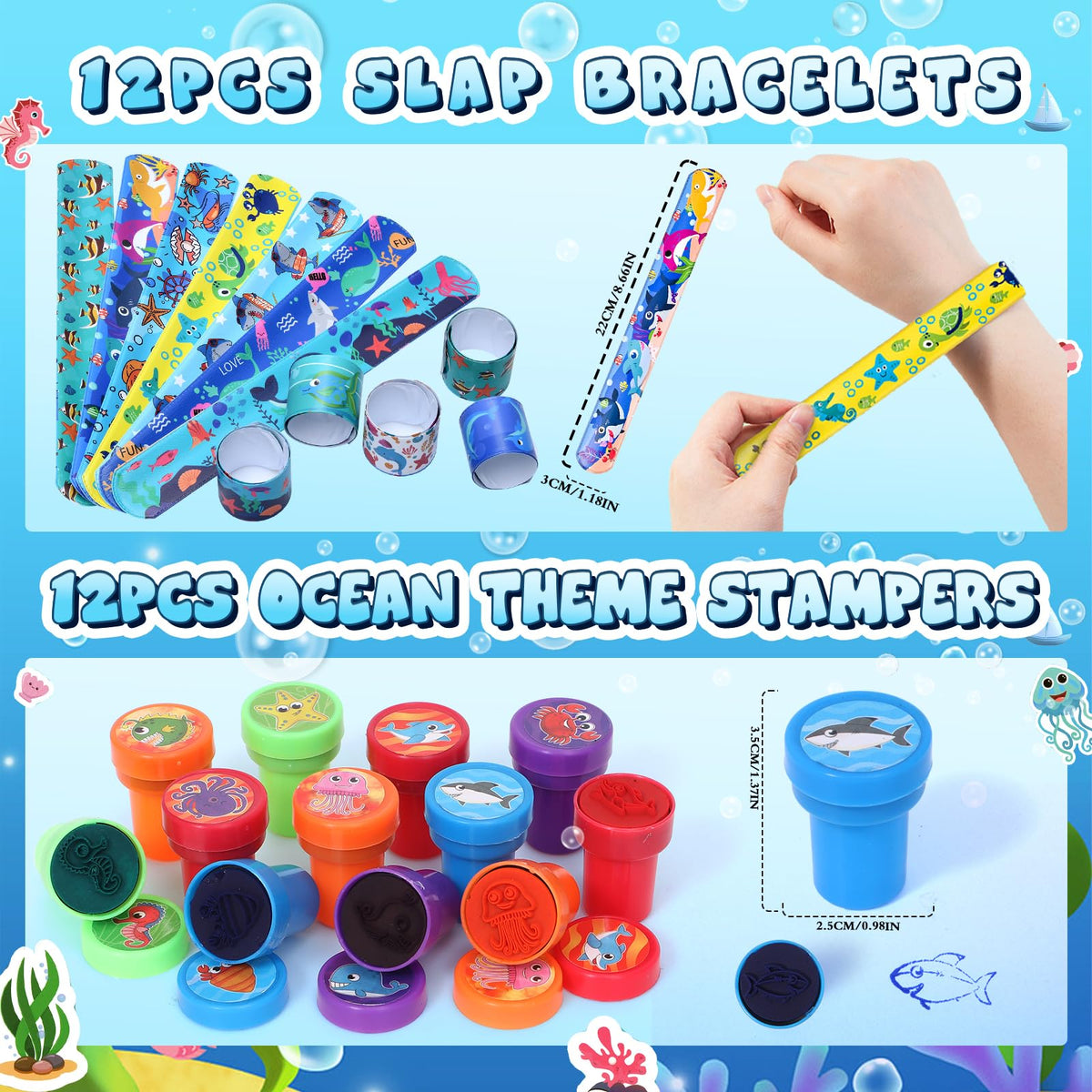 Winrayk ocean themed rings and slap bands add wearable party fun