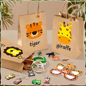 Winrayk paper glasses featuring zebra and cheetah patterns for playful dress up moments.