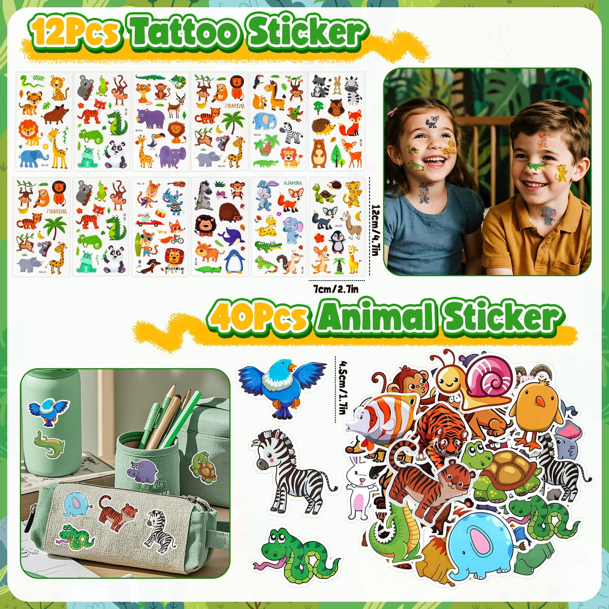 Winrayk tattoo stickers set with animal designs for fun selfies