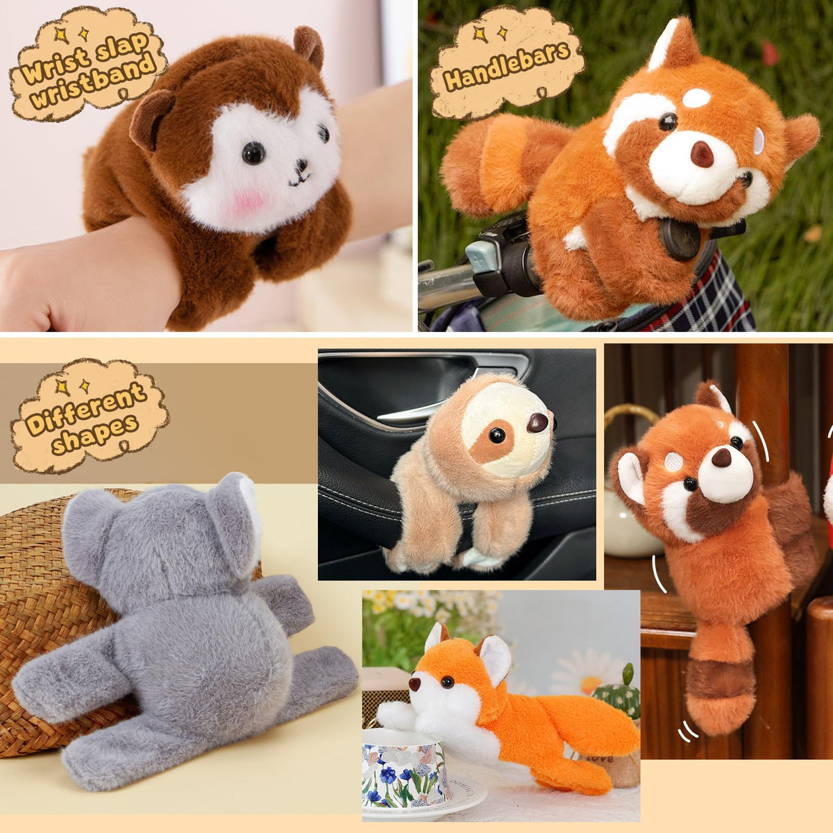 Winrayk safari slap bracelet packaging display showing six animals