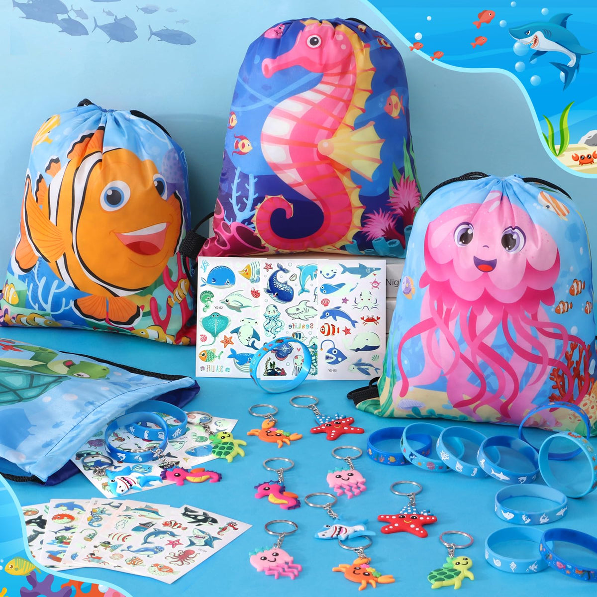 Winrayk sea animal silicone wristbands, bright and adjustable for kids.