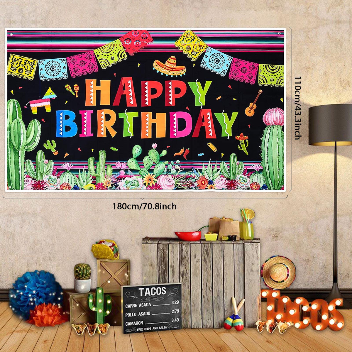 Winrayk sombrero foil balloon enhances Mexican party decor.