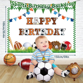 Winrayk sports theme tablecloth provides waterproof protection and a coordinated party scene.