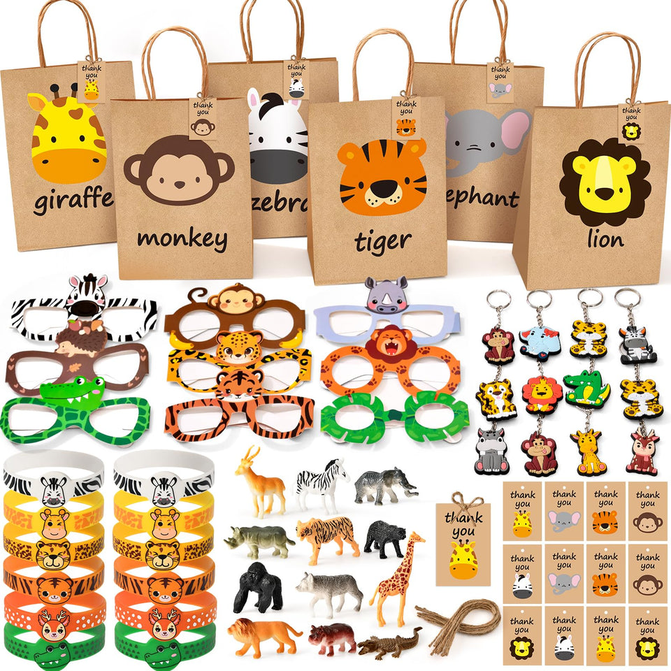 Winrayk tote bag in jungle safari design with sturdy handles for easy party carries.
