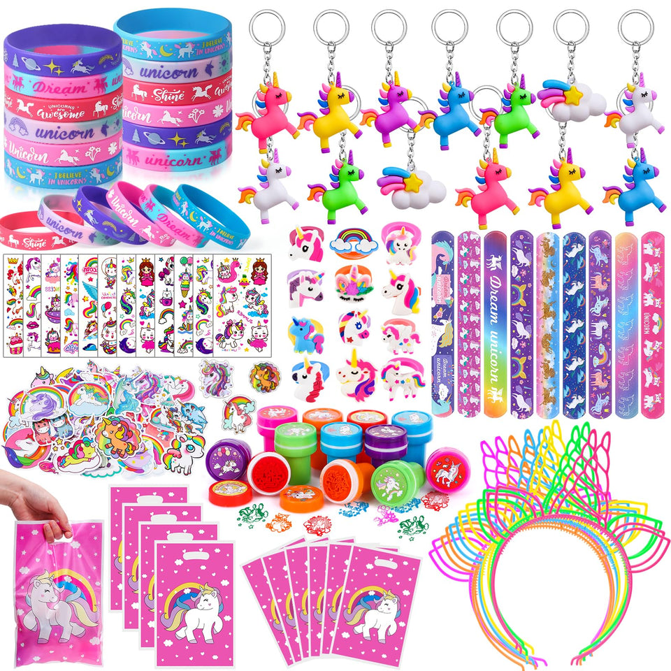 Winrayk unicorn party favors silicone bracelets in vibrant colors for party favors.