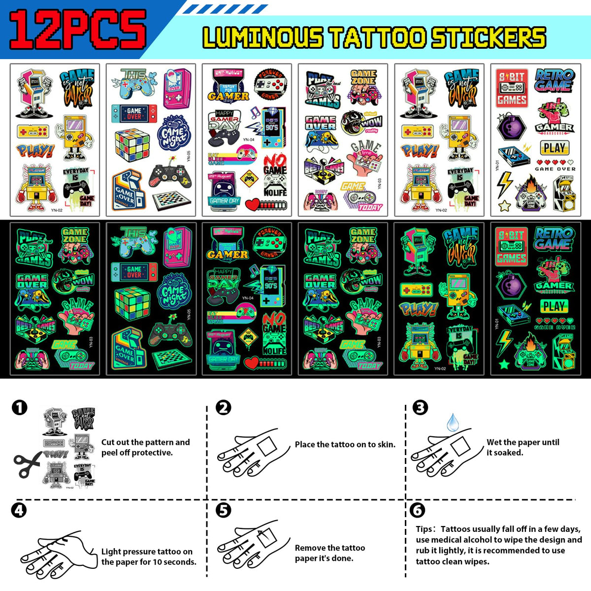 Winrayk glow-in-the-dark tattoo stickers add glow after dark
