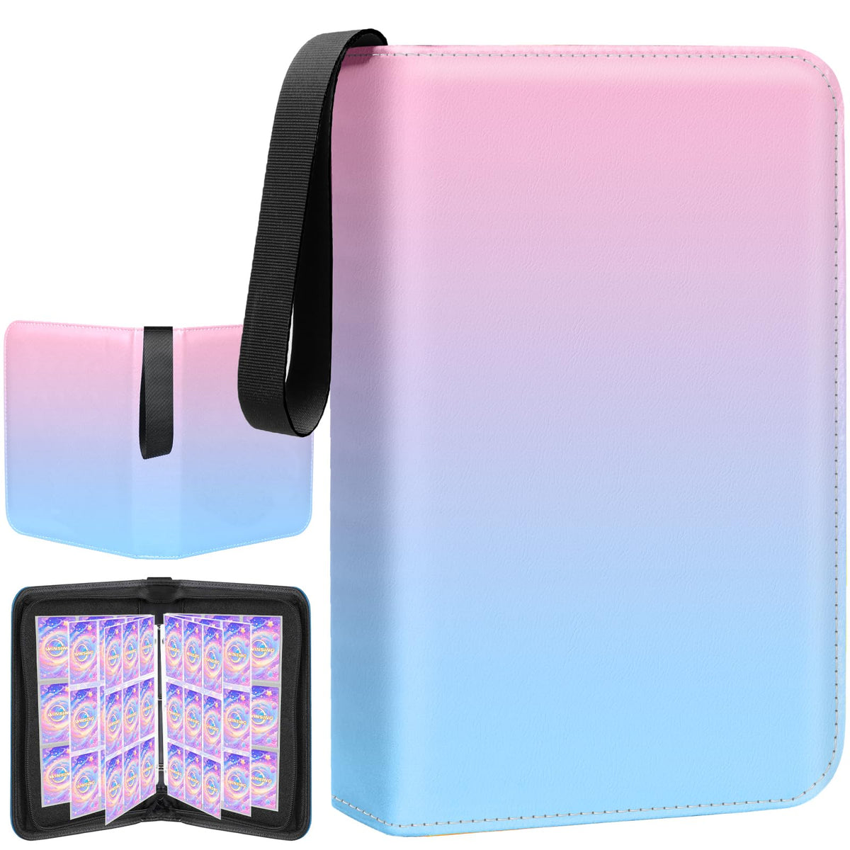 Winsing Card Binder 9-pocket pink cover keeps game cards neatly organized.