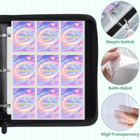 Pocket dimensions 2.63 by 3.66 inches fit standard cards in the Winsing binder.