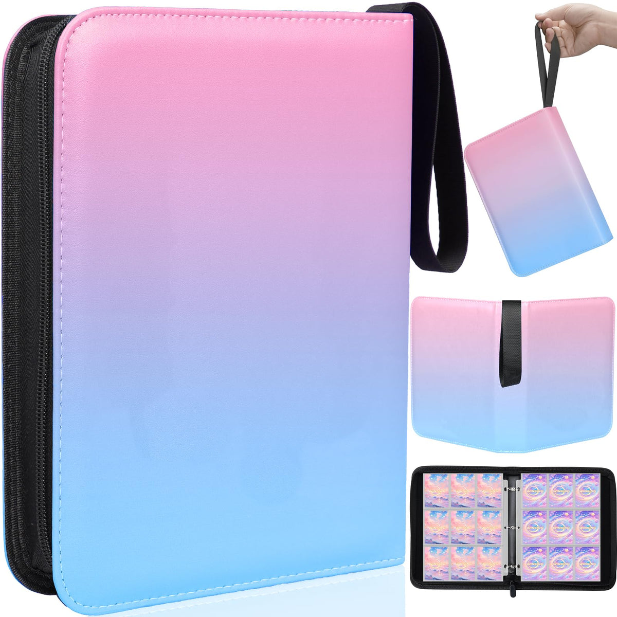 Smooth zipper on Winsing Card Binder for easy access and security.