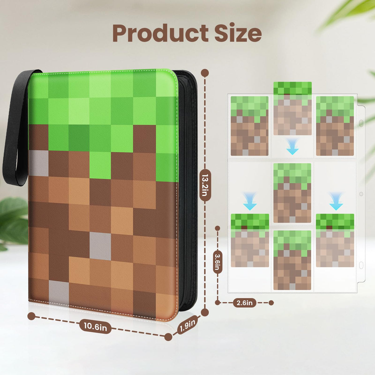 Winsing binder 3-ring zipper protects cards from dust and moisture.
