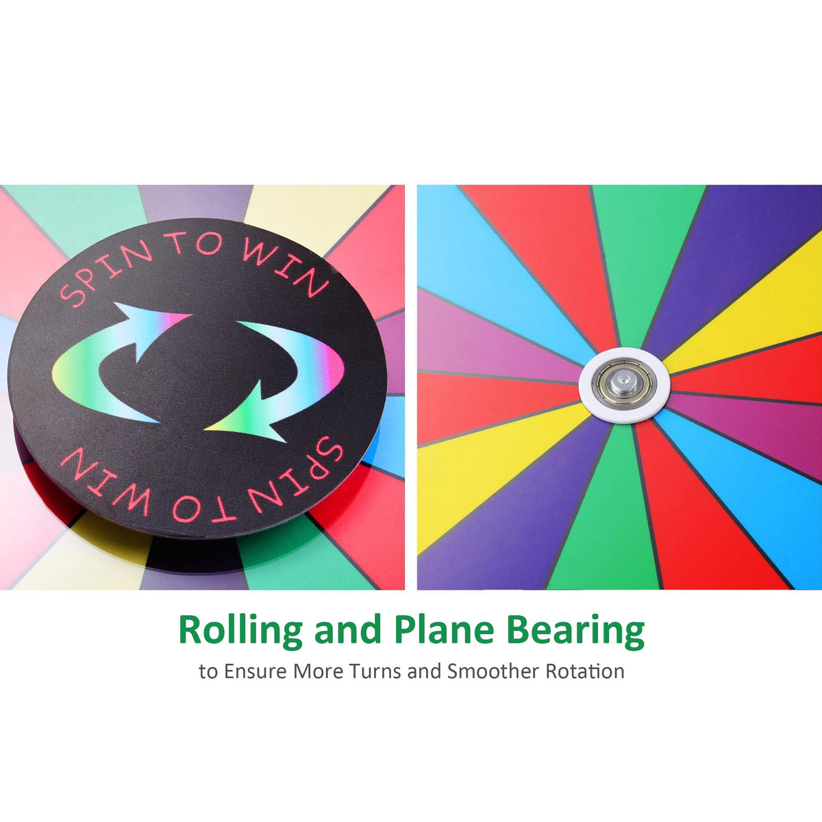 WinSpin anti-slip base with suction cups keeps wheel steady.