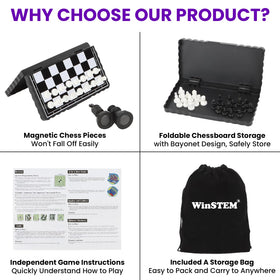 WinSTEM magnetic board pieces allow smooth game play on the go.