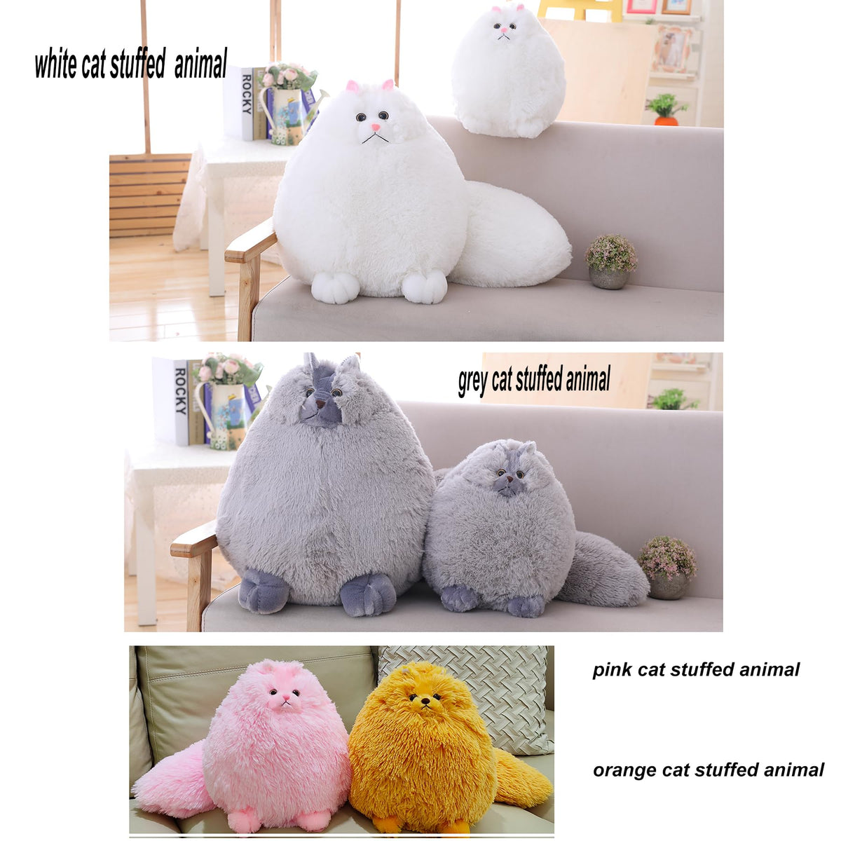 Winsterch gift-ready gray cat plush for kids